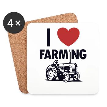 J’aime l’agriculture Fermier biologique Agriculteur Agriculture - Dessous de verre (lot de 4) - blanc - Devant