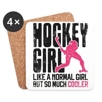 Hockey sur gazon Fille de hockey comme une - Dessous de verre (lot de 4) - blanc - Devant