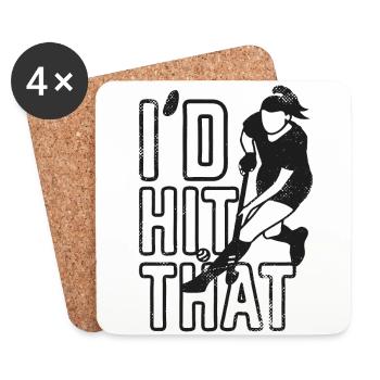 Field Hockey Watercolor I'd Hit - Coasters (set of 4) - white - Front