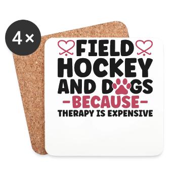 Field Hockey Dog Field Hockey And - Untersetzer (4er-Set) - Weiß - Vorne