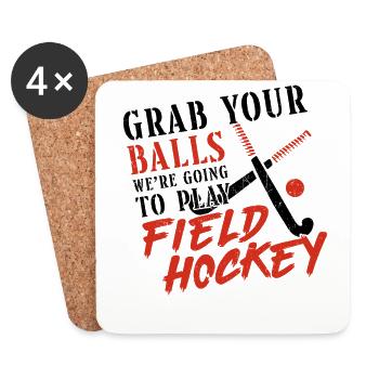 Hockey sur gazon jeu de mots d’humour adulte Grab - Dessous de verre (lot de 4) - blanc - Devant