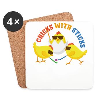 Field Hockey Friends Besties Buddy - Coasters (set of 4) - white - Front