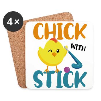 Field Hockey Chicken Chick With - Untersetzer (4er-Set) - Weiß - Vorne