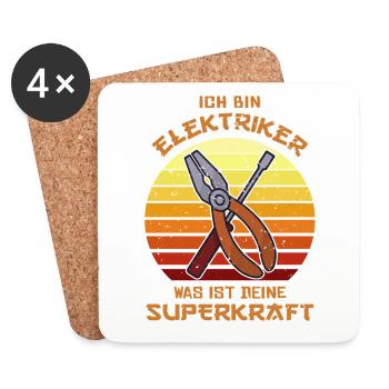 Superkraft Elektroinstallateur Elektroniker - Untersetzer (4er-Set) - Weiß - Vorne