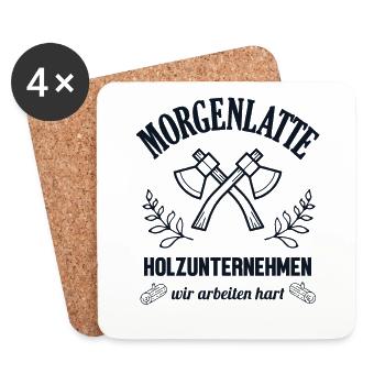 Holzunternehmen Morgenlatte Schreiner Carpenter - Untersetzer (4er-Set) - Weiß - Vorne