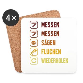 Messen Segen Fluchen Wiederholen Tischler - Untersetzer (4er-Set) - Weiß - Vorne