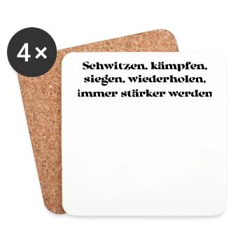 Fitness - Schwitzen, kämpfen, siegen, - Untersetzer (4er-Set) - Weiß - Vorne