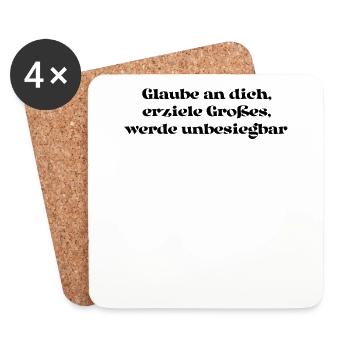 Fitness - Glaube an dich, erziele Großes, werde - Untersetzer (4er-Set) - Weiß - Vorne