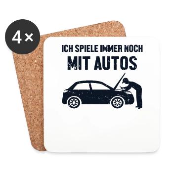 Spiele mit Autos Automechaniker Mechatroniker Kfz - Untersetzer (4er-Set) - Weiß - Vorne