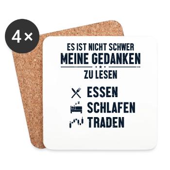 Essen Schlafen Traden Trader Börse Aktienmarkt - Untersetzer (4er-Set) - Weiß - Vorne