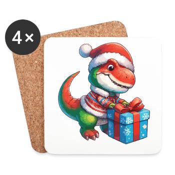 T-Rex Dino Enfant Cadeau Déballer - Dessous de verre (lot de 4) - blanc - Devant
