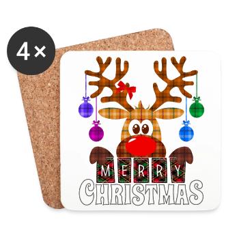 Christmas Merry Christmas Reindeer - Coasters (set of 4) - white - Front