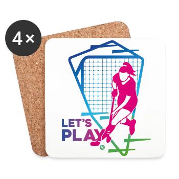 Field Hockey Retro 80s 90s Let's - Untersetzer (4er-Set) - Weiß - Vorne