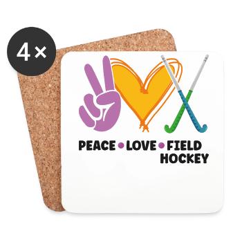 Field Hockey Peace Love Field - Coasters (set of 4) - white - Front