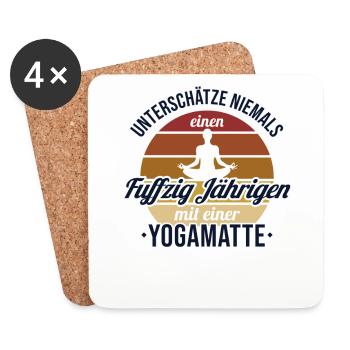 Fuffzig Jähriger mit Yogamatte Yoga Kundalini 50. - Untersetzer (4er-Set) - Weiß - Vorne