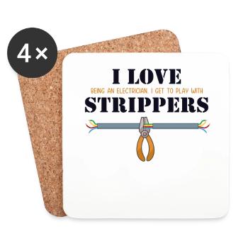 I love Strippers Electronics Technician Electrical Engineer - Coasters (set of 4) - white - Front