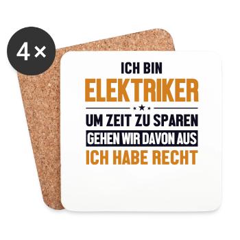 Elektriker hat immer Recht Elektroniker Elektriker - Untersetzer (4er-Set) - Weiß - Vorne