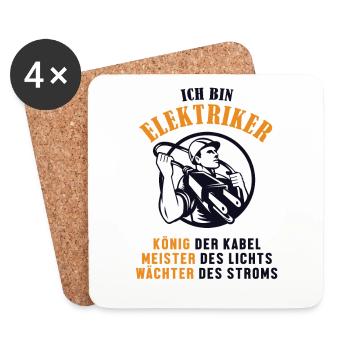 Ich bin Elektriker Elektrotechniker Elektroniker - Untersetzer (4er-Set) - Weiß - Vorne