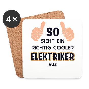 So sieht ein cooler Elektriker aus Elektroniker - Untersetzer (4er-Set) - Weiß - Vorne