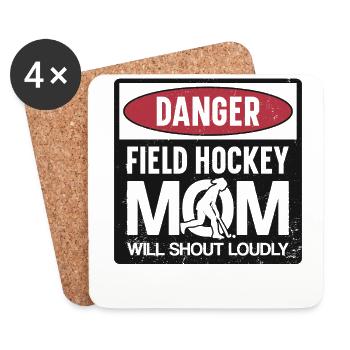 Hockey sur gazon maman danger terrain - Dessous de verre (lot de 4) - blanc - Devant