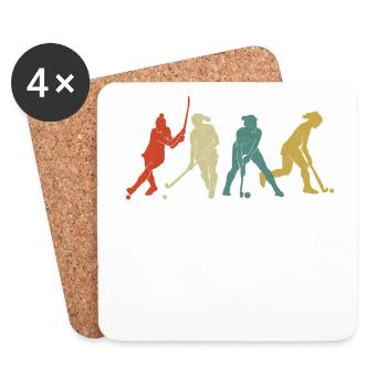 Hockey sur gazon rétro vintage - Dessous de verre (lot de 4) - blanc - Devant