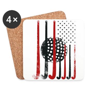 Field Hockey American Flag - Coasters (set of 4) - white - Front