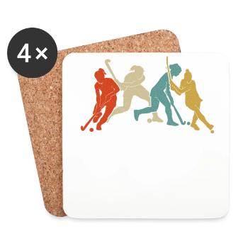 Hockey sur gazon rétro vintage - Dessous de verre (lot de 4) - blanc - Devant