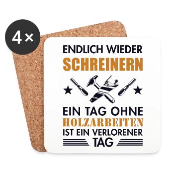 Endlich wieder Schreinern Carpenter - Untersetzer (4er-Set) - Weiß - Vorne