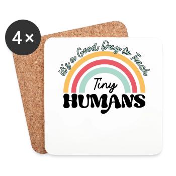 Teach Tiny Humans - Back To School For Teachers - Coasters (set of 4) - white - Front