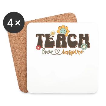Teach Love Inspire - Back To School For Teachers - Coasters (set of 4) - white - Front