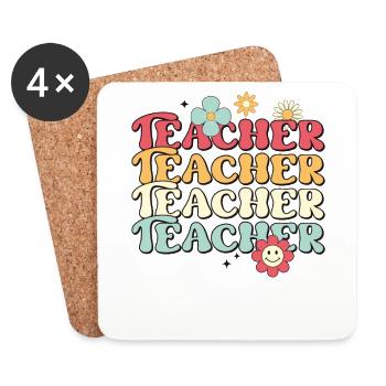 Teacher Retro Design - Back To School For Teachers - Coasters (set of 4) - white - Front