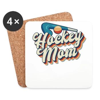 Maman de hockey sur gazon Maman de hockey rétro - Dessous de verre (lot de 4) - blanc - Devant