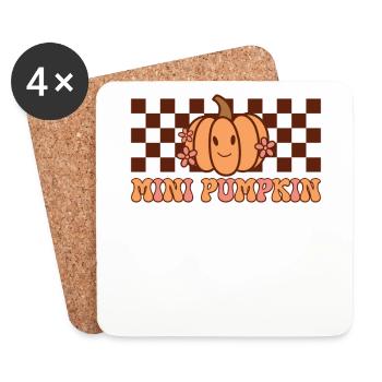 Small Pumpkin - Funny Retro Thanksgiving Thankful - Coasters (set of 4) - white - Front