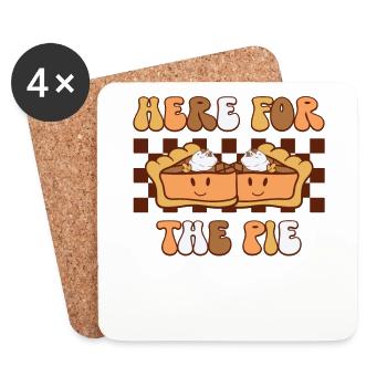 Here For The Pie - Funny Retro Thanksgiving - Coasters (set of 4) - white - Front
