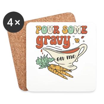Pour Some Gravy On Me - Funny Retro Thanksgiving - Coasters (set of 4) - white - Front