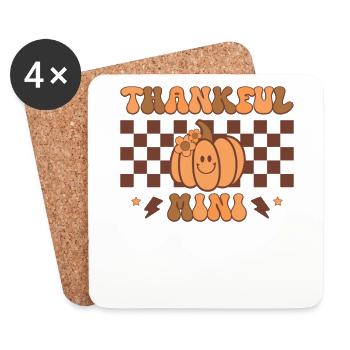 Thankful Small Funny Retro Thanksgiving Thankful - Coasters (set of 4) - white - Front