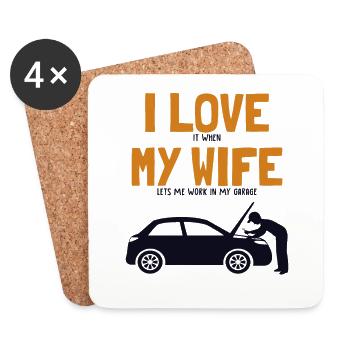 I love my Wife Mechanic Autoschrauber Meister Kfz - Untersetzer (4er-Set) - Weiß - Vorne