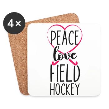 Field Hockey Heart Peace Love - Coasters (set of 4) - white - Front