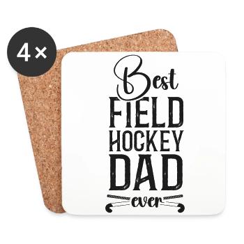 Papa Hockey Sur Gazon Meilleur Hockey Sur Gazon - Dessous de verre (lot de 4) - blanc - Devant