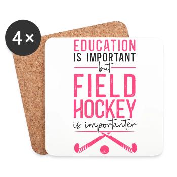 Field Hockey Education Is - Untersetzer (4er-Set) - Weiß - Vorne