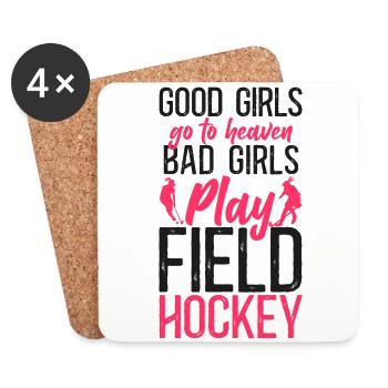 Les bonnes filles de hockey sur gazon vont à - Dessous de verre (lot de 4) - blanc - Devant