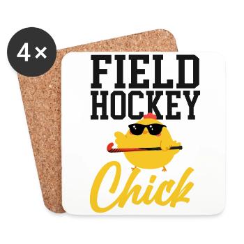 Field Hockey Chicken Field Hockey - Untersetzer (4er-Set) - Weiß - Vorne