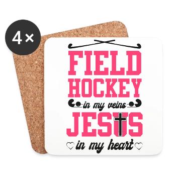 Field Hockey Jesus Faith Christian - Untersetzer (4er-Set) - Weiß - Vorne