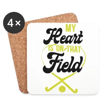 Field Hockey Mom My Heart Is On - Coasters (set of 4) - white - Front