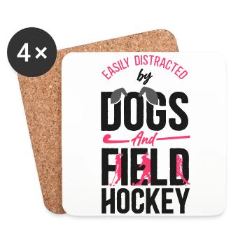 Chien de hockey sur gazon facilement distrait - Dessous de verre (lot de 4) - blanc - Devant