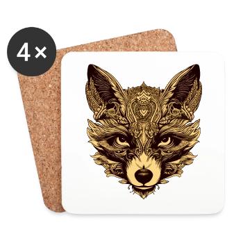 Fuchs Kopf Tier - Untersetzer (4er-Set) - Weiß - Vorne