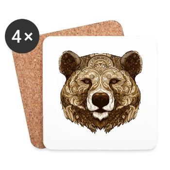 Tête d’ours polaire Animal ours polaire - Dessous de verre (lot de 4) - blanc - Devant