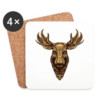 Moose Head Animal - Coasters (set of 4) - white - Front