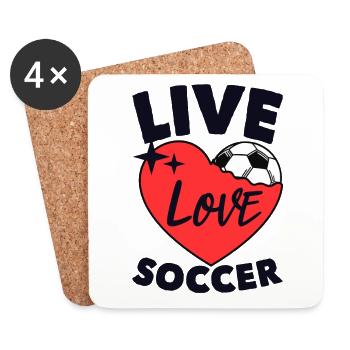Vivre Amour Football Football Professionnel Football Dieu Du Football - Dessous de verre (lot de 4) - blanc - Devant