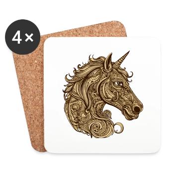 Unicorn Head Animal - Coasters (set of 4) - white - Front